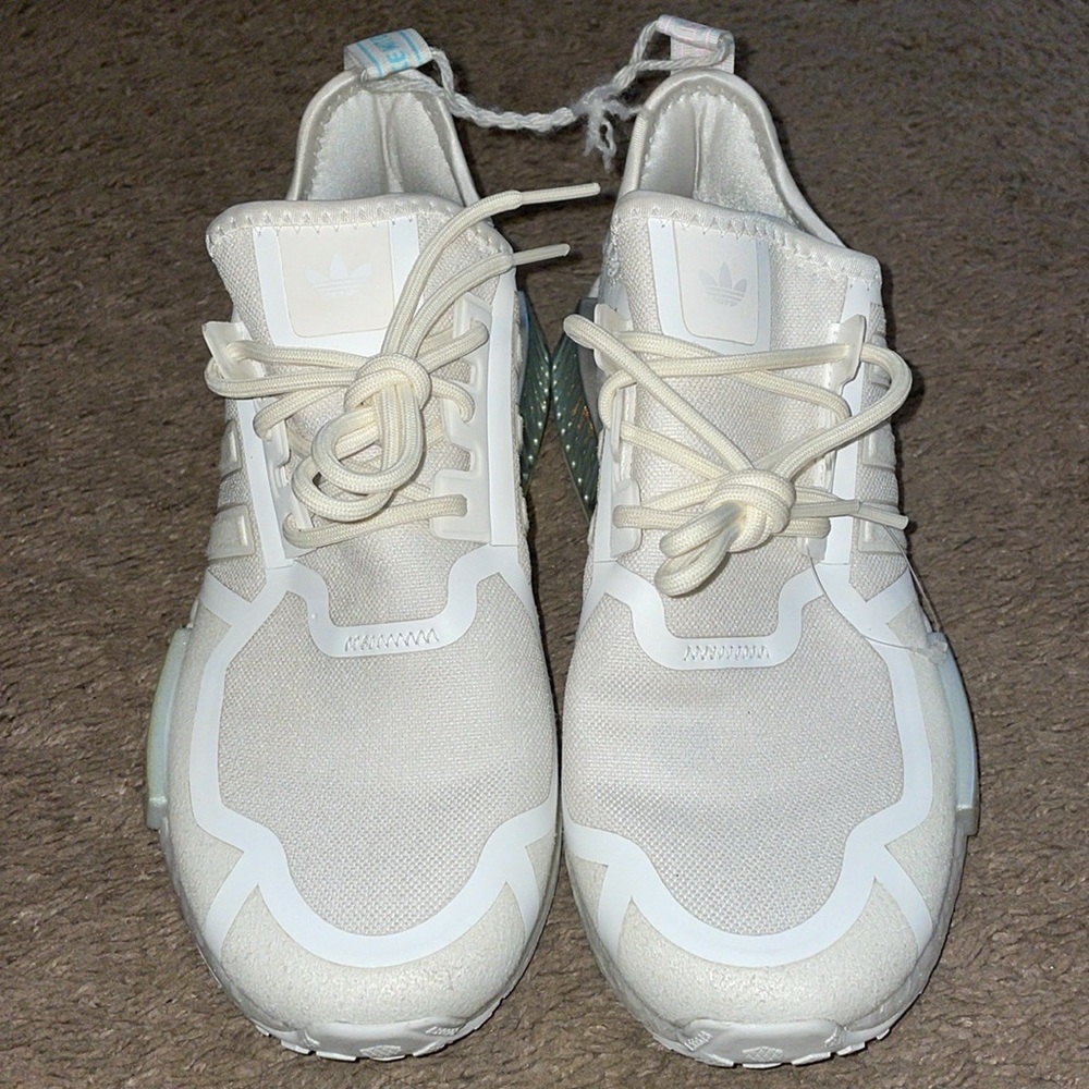 Adidas NMD_R1 J Core White Iridescent blue athletic youth/women shoes NWT - Picture 6 of 12
